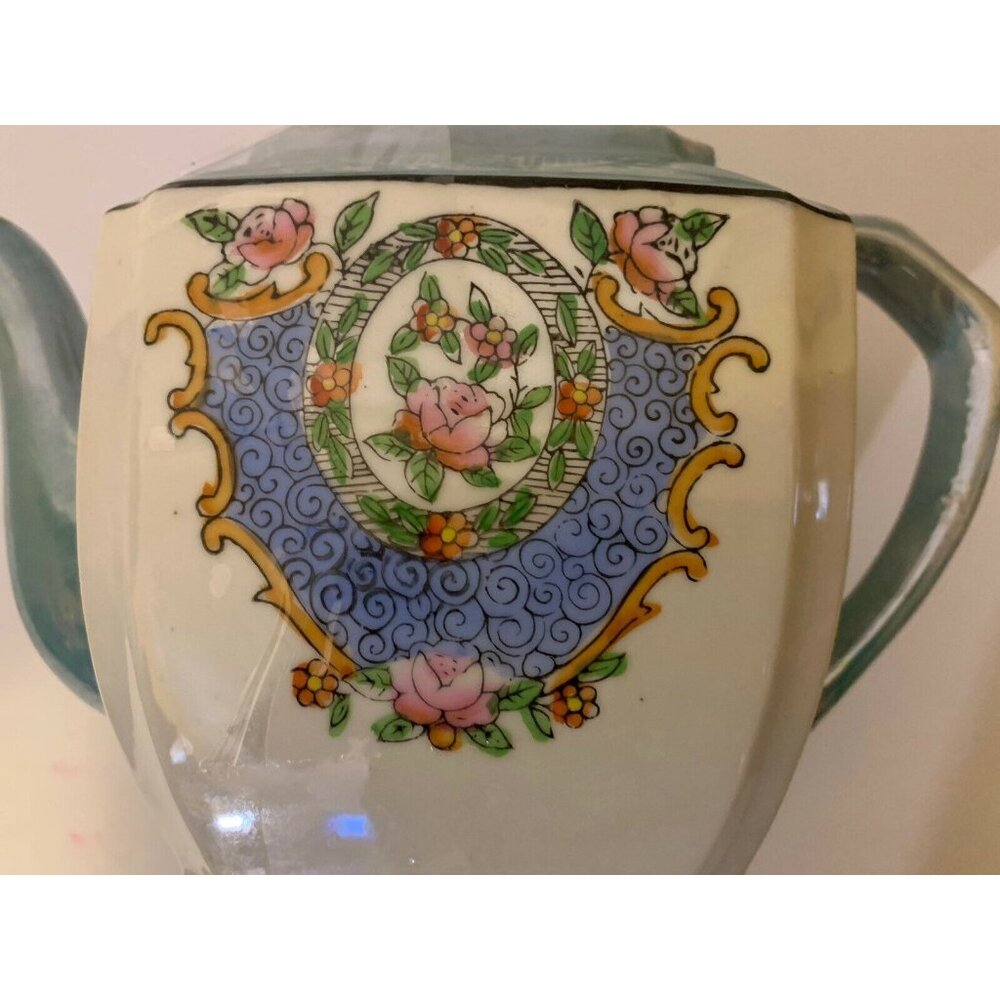 Vintage Fine China Sugar Bowl Made in Japan ‎ Rose Gold Flaw Chip On Spout